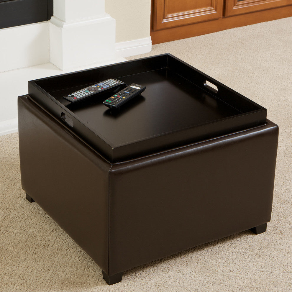 GDF Studio Jefferson Tray-Top Storage Ottoman Coffee Table