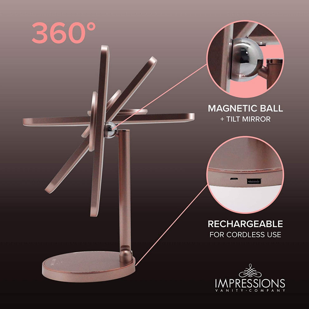 Royale Petit Makeup Mirror, Smart Touch With LED Lights, Rose Gold