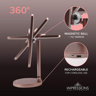 Royale Petit Makeup Mirror, Smart Touch With LED Lights, Rose Gold