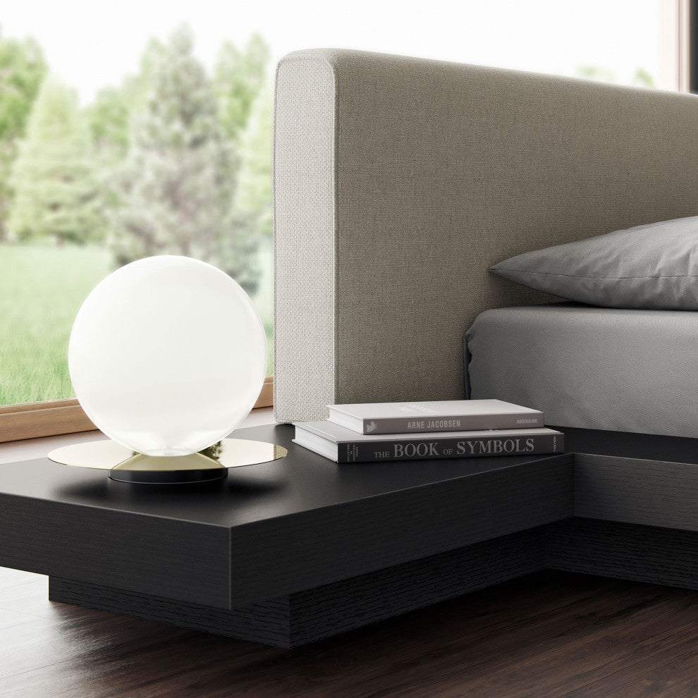 Akanji Bed Ecru Fabric and Wenge / King