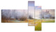 Beautiful Foggy Autumn Sunset, Large Landscape Canvas Print, 60"x32", 5 panels