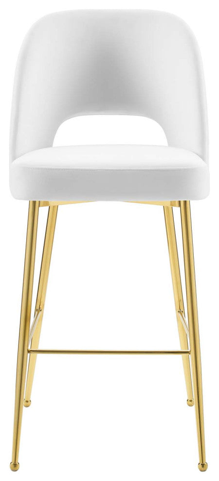 Bar Stool Chair Barstool, Velvet, Metal, White, Bar Pub Cafe Bistro Restaurant