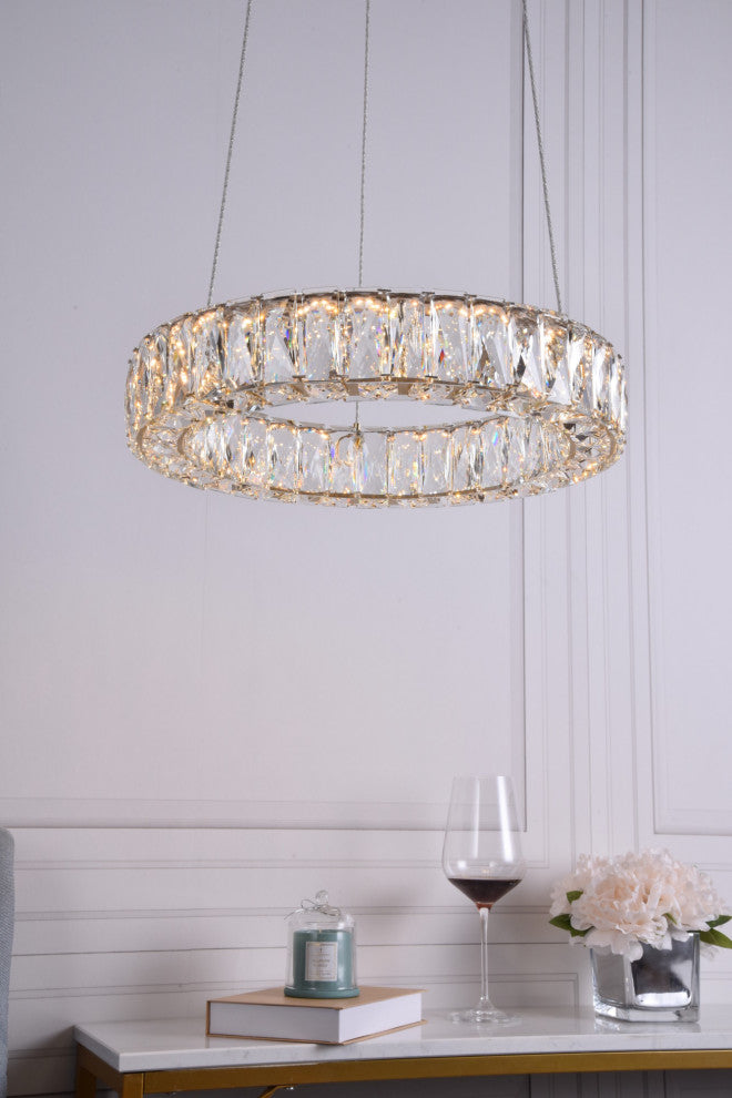 Elegant Lighting 3503D17 Monroe 18"W LED Crystal Ring Chandelier - Gold