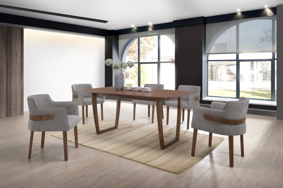 Modrest Jordan Gray and Walnut Dining Chairs, Set of 2, Charcoal