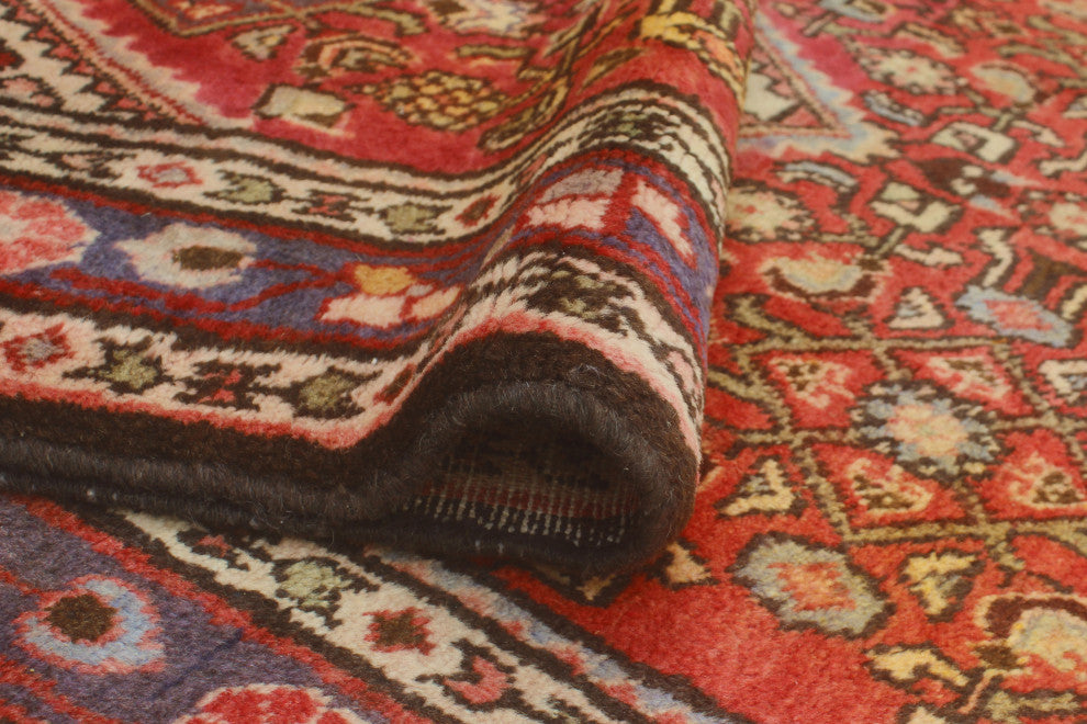 Fine Vintage Distressed Astrid Rust/Blue Runner, 3'9x9'5
