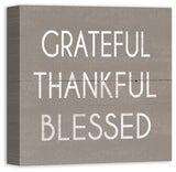 "Grateful Thankful Blessed" Canvas Wall Art, 16"x16"
