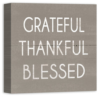 "Grateful Thankful Blessed" Canvas Wall Art, 16"x16"