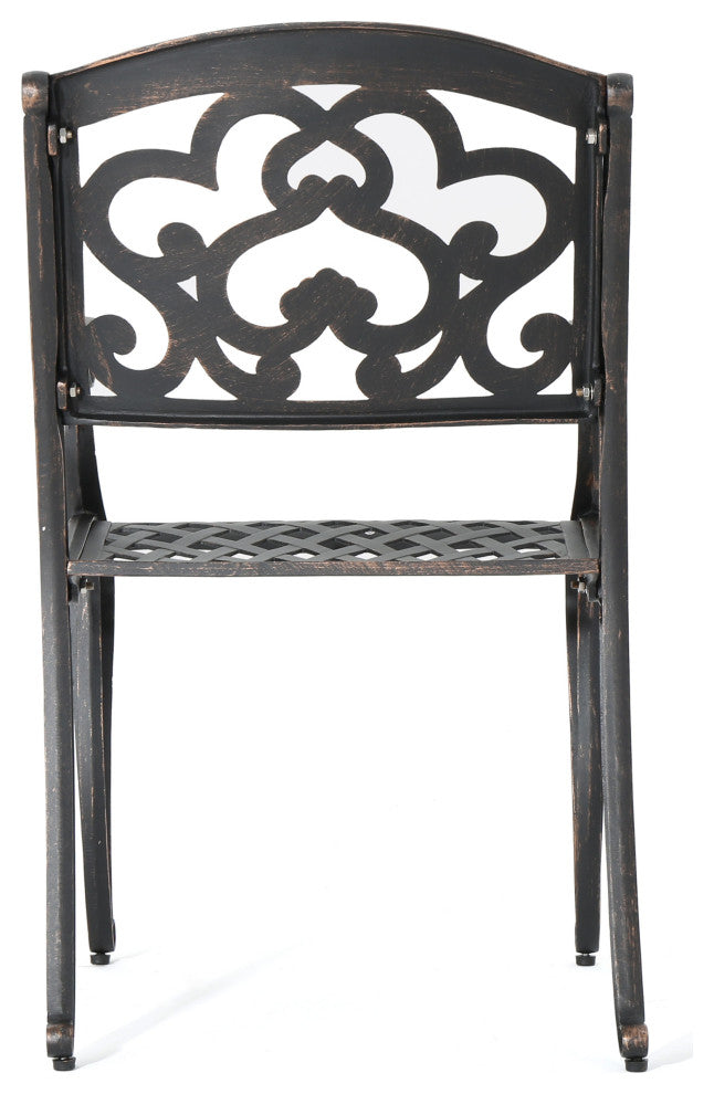 GDF Studio Augusta Outdoor Cast Aluminum Dining Chairs, Set of 2