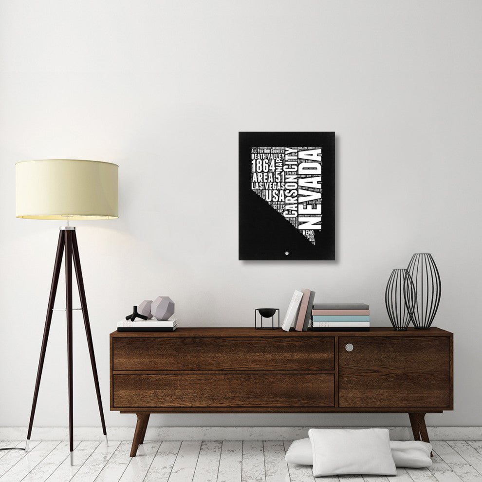 "Nevada Black and White Map" Fine Art Print