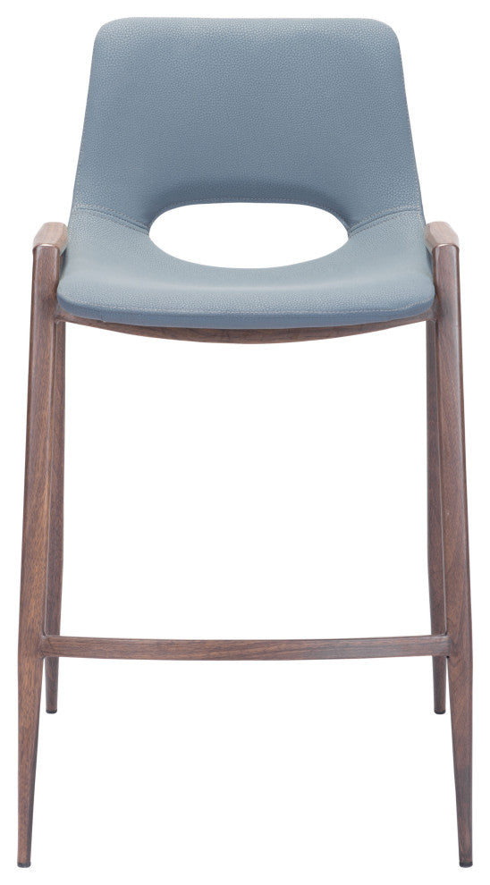 Desi Counter Stool (Set of 2) Blue & Walnut