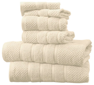 Bibb Home 6pc Oversized Solid Towel Set, Popcorn Ivory