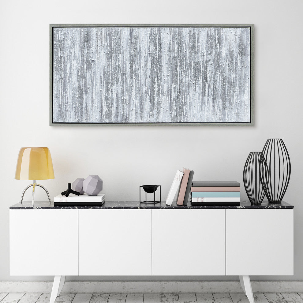 Silver Abstract Textured Metallic Hand Painted Wall Art by Martin Edwards