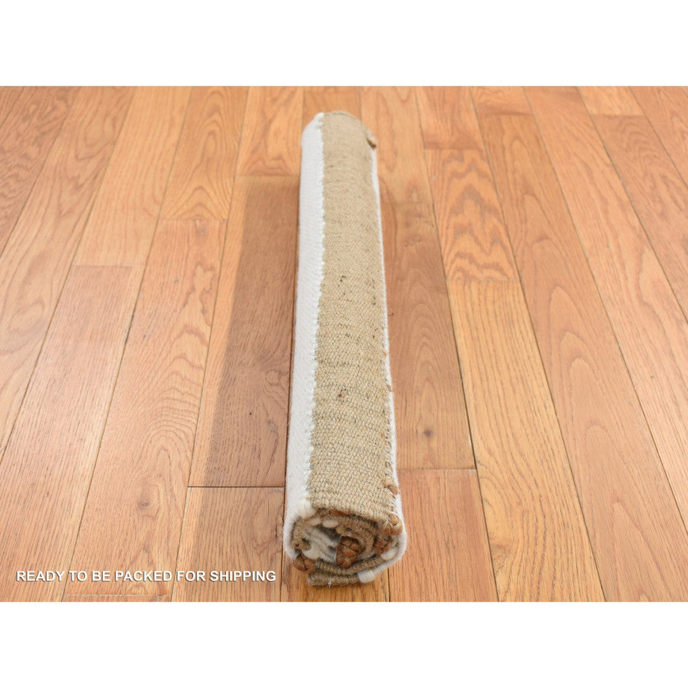 Tan Color, 100% Wool, Hand Woven, Natural Undyed Wool Rug, 2'x3'
