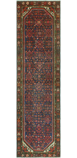 Fine Vintage Distressed Bettye Blue/Rust Runner, 3'3 x 12'8