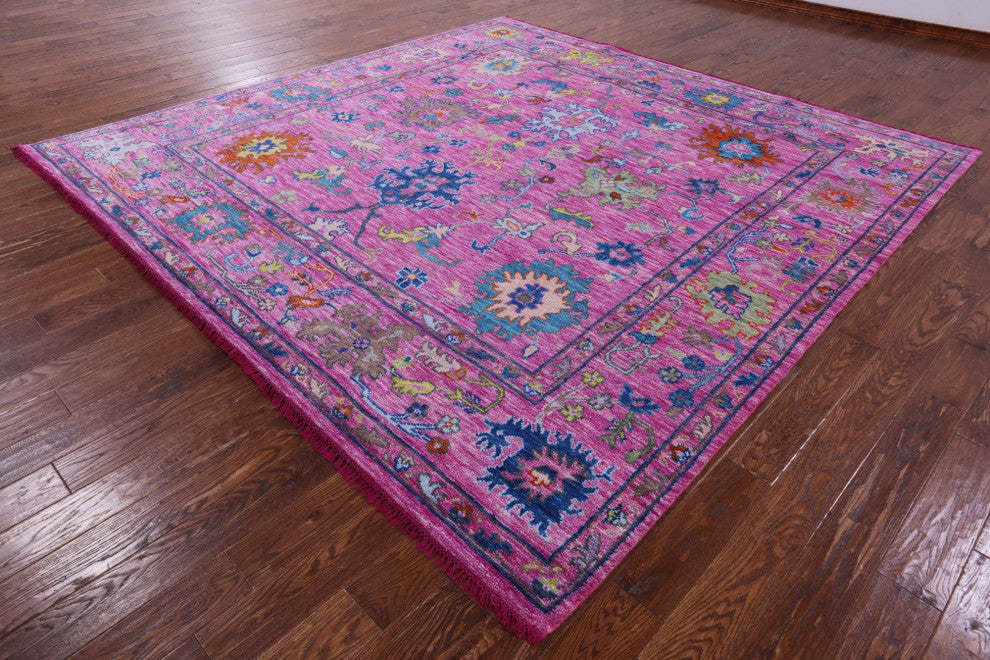 10' Square Turkish Oushak Handmade Wool Rug - Q13546