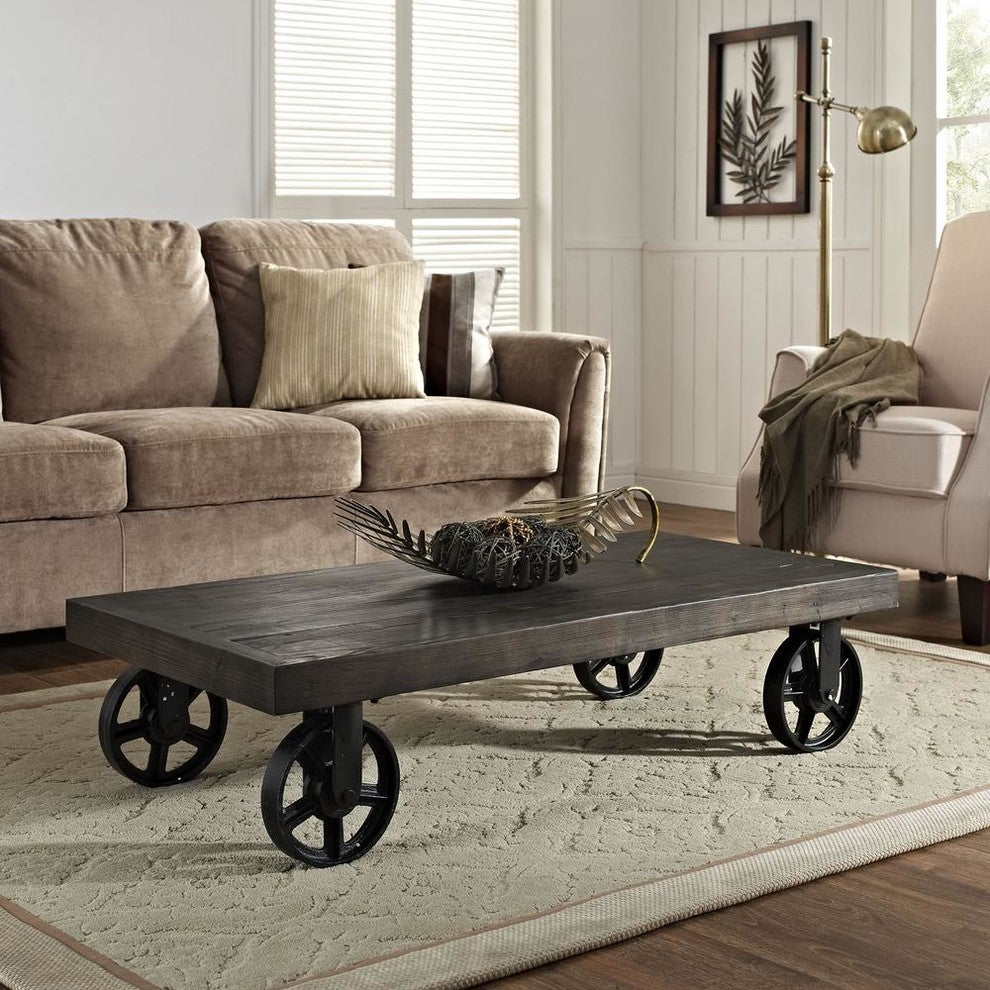 Modern Black Garrison Wood Top Coffee Table