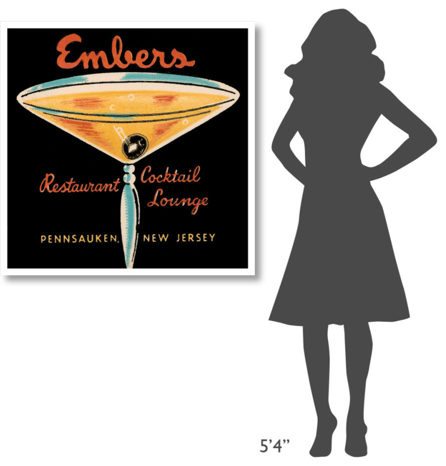 "Embers Restaurant Cocktail Lounge" Paper Print by Vintage Booze Labels, 38"x38"