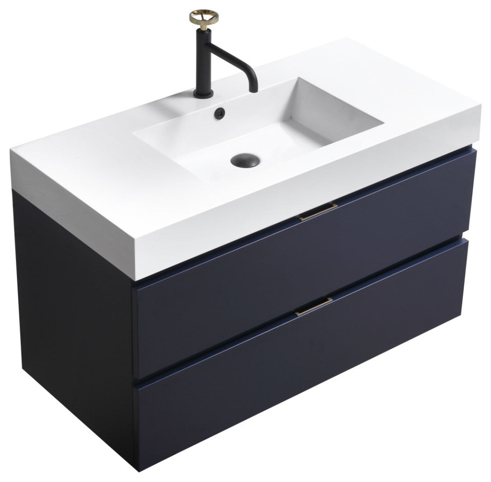 Bliss 40" Blue Wall Mount Modern Bathroom Vanity