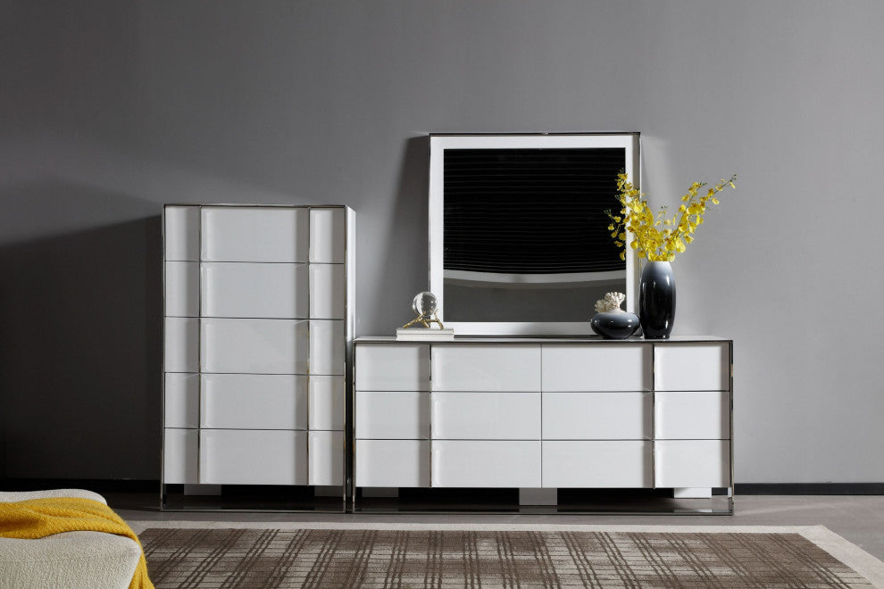Modrest Cartier Modern White + Stainless Steel Mirror