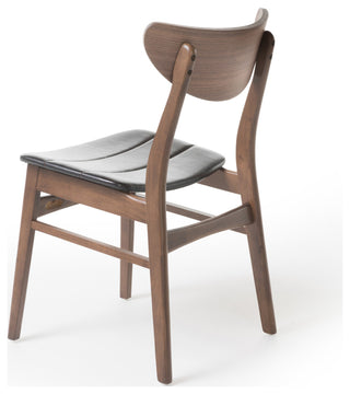 GDF Studio 5-Piece Adelade Brown Leather Wood Curved Leg Dining Set