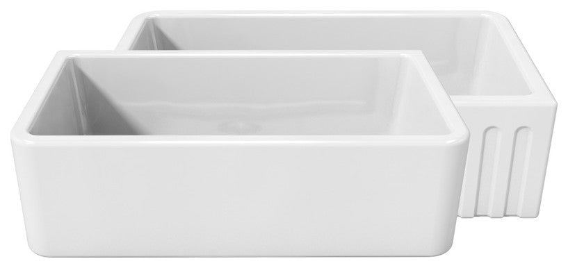 LaToscana Reversible, Fluted/Smooth Fireclay Sink, White, 33"