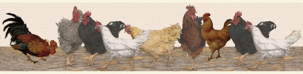 Chickens Peel and Stick Wallpaper Border 15'x7"