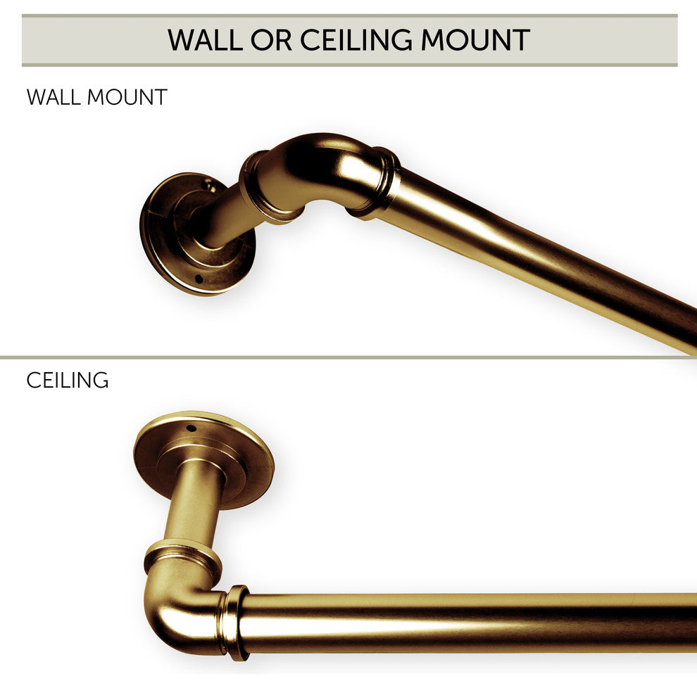 1" Pipe Blackout Curtain Rod, Antique Brass, 28"-48"
