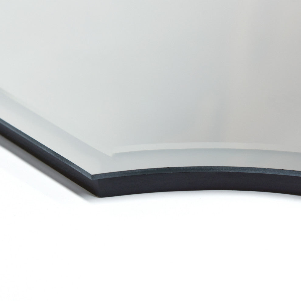 Frameless Beveled Octagonal Scallop Black Matte Finished Wall Mirror