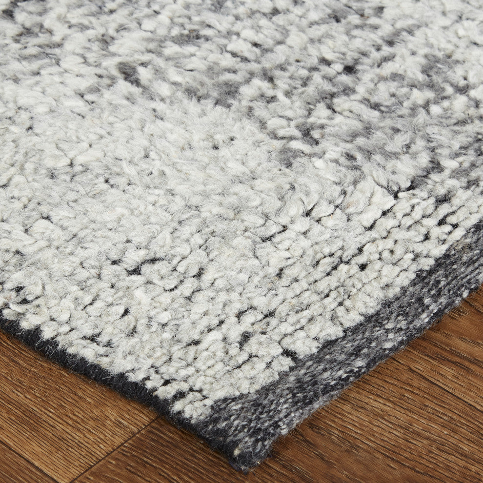 Weave & Wander Rheed Wool Rug, Silver Gray/Taupe, 9ft-6inx13ft-6in Rug