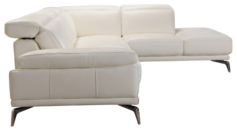 HomeRoots 29" White Leather and Wood Sectional Sofa