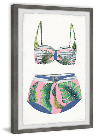"Pink and Palms Swimsuit" Framed Painting Print, 16"x24"