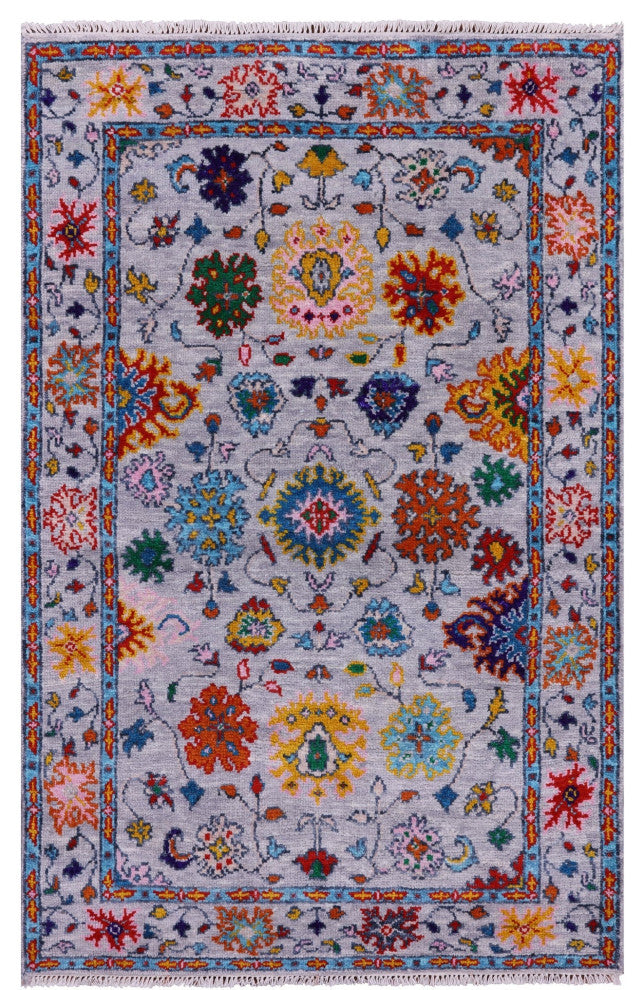 Turkish Oushak Hand-Knotted Wool Rug 4' 2" X 6' 3" - Q13401