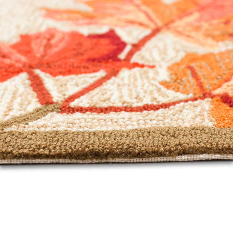 Ravella Falling Leaves Border Indoor/Outdoor Rug Natural 5'x7'6"