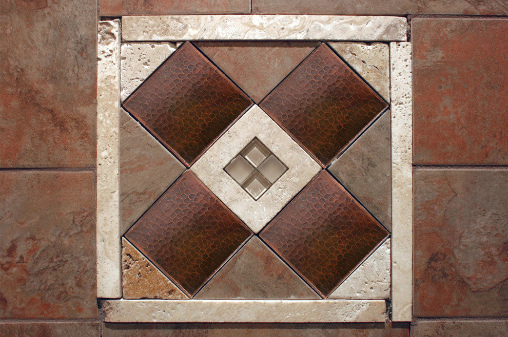 Hammered Copper Tile, 6"x6", Set of 4