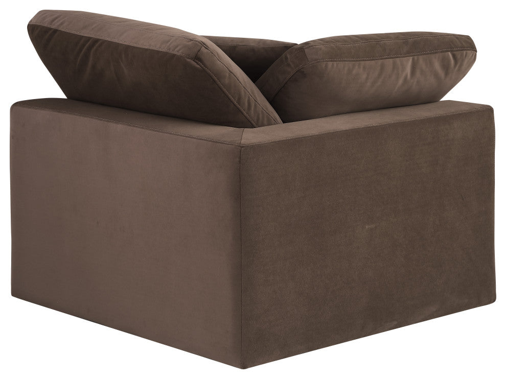 Comfy Beige Linen Textured Fabric Modular Chair, Brown, Velvet, Corner Chair