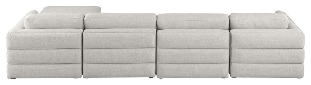 Beckham Linen Textured Fabric 5-Piece Modular L-Shaped Sectional, Beige