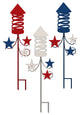 33" Metal Americana Rocket Fireworks Yard Stake, Set Of 3