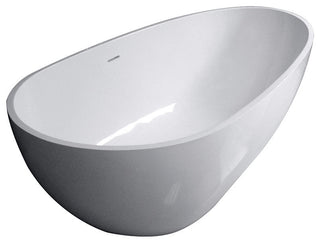 Aqua Eden 67" Solid Surface White Stone Freestanding Tub w/Drain, Matte White