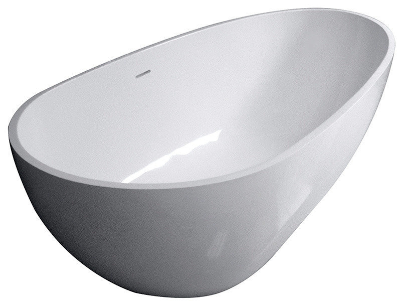 Aqua Eden 67" Solid Surface White Stone Freestanding Tub w/Drain, Matte White