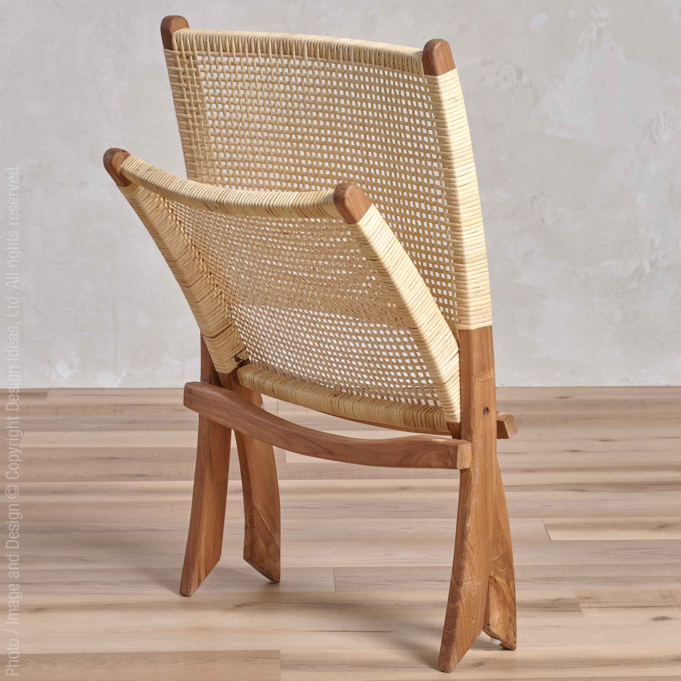 Alta Woven Rattan Folding Teak Lounge Chair
