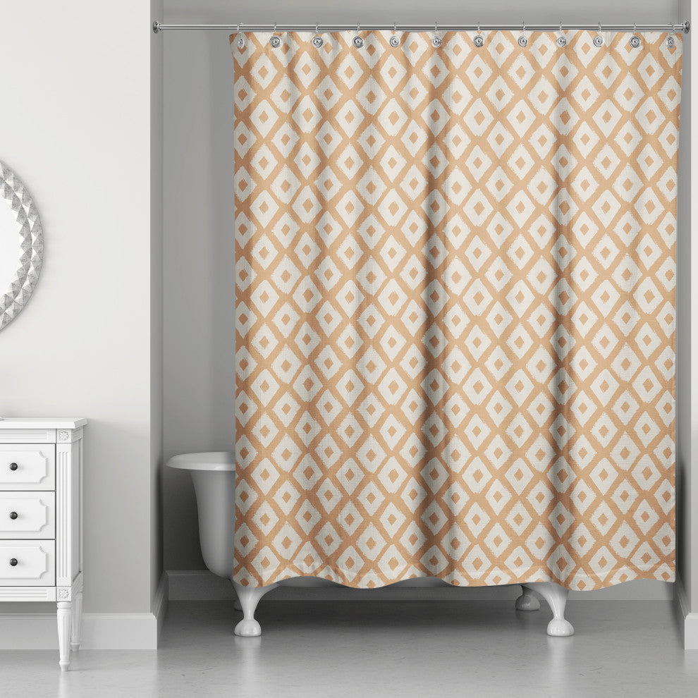 Terracotta Brush Diamonds 71x74 Shower Curtain