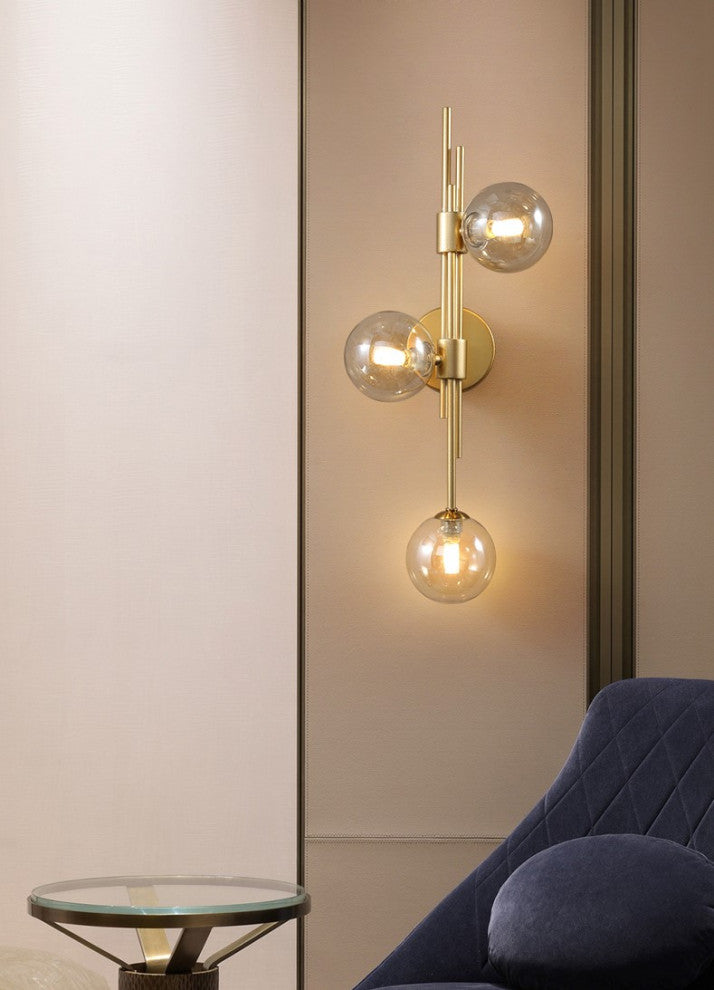 Mieres | Luxury Minimalist Glass LED Wall Lamp, Transparent, Left