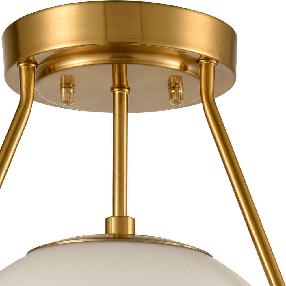 Modern Globe Semi Flush Mount Ceiling Light Sputnik Chandeliers, Brass, 1-Light