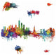 New York City Watercolor Skyline Peel and Stick Giant Wall Decals