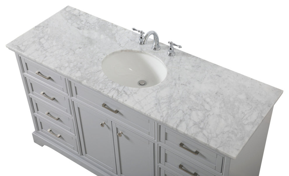 Amber Single Bathroom Vanity, Blue, Grey, 60"