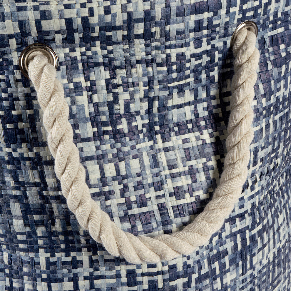 DII Paper Bin Tweed Nautical Blue Round Large