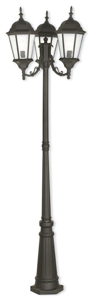 Outdoor Post Light With Clear Water Glass, Textured Black