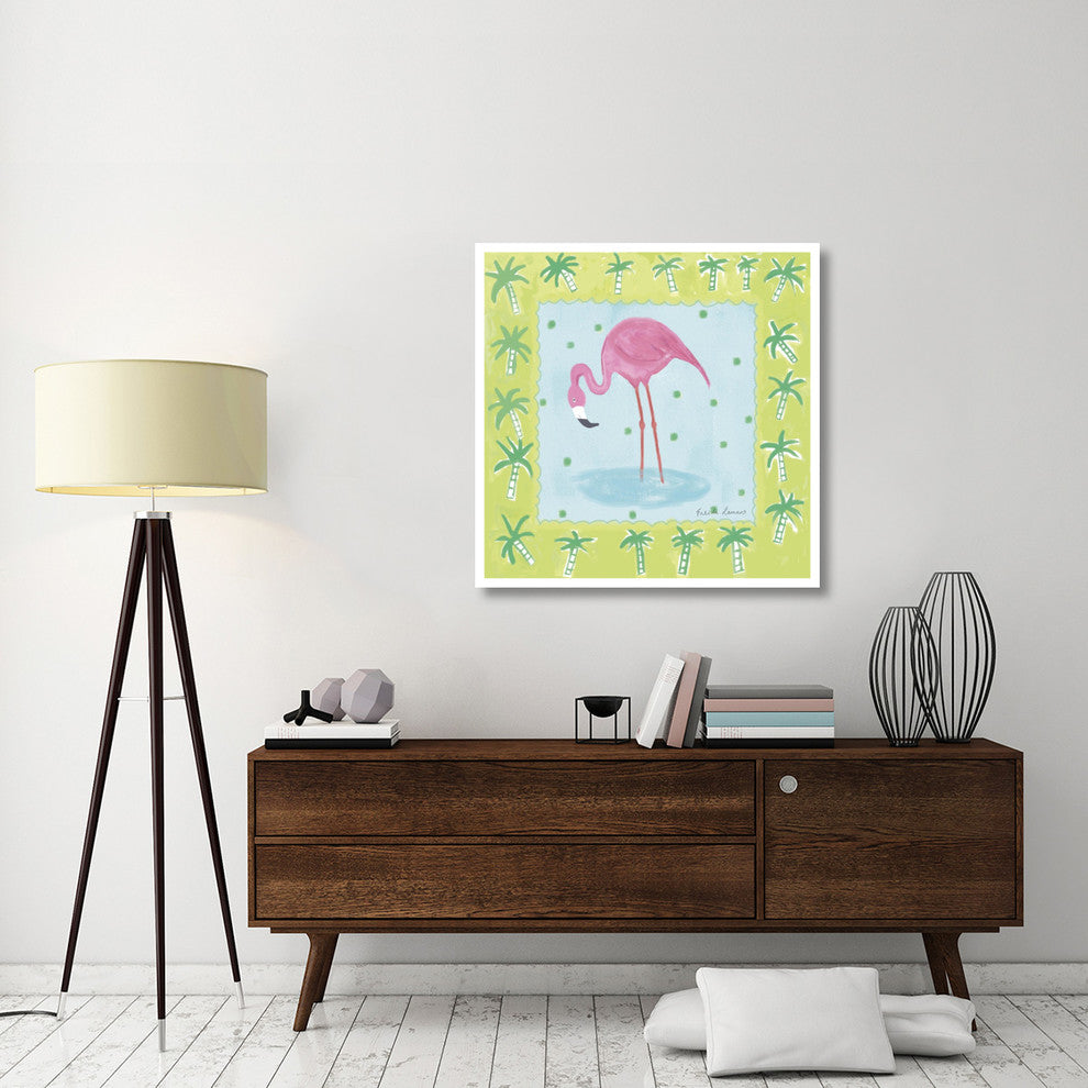 "Flamingo Dance III" Digital Paper Print by Farida Zaman, 38"x38"