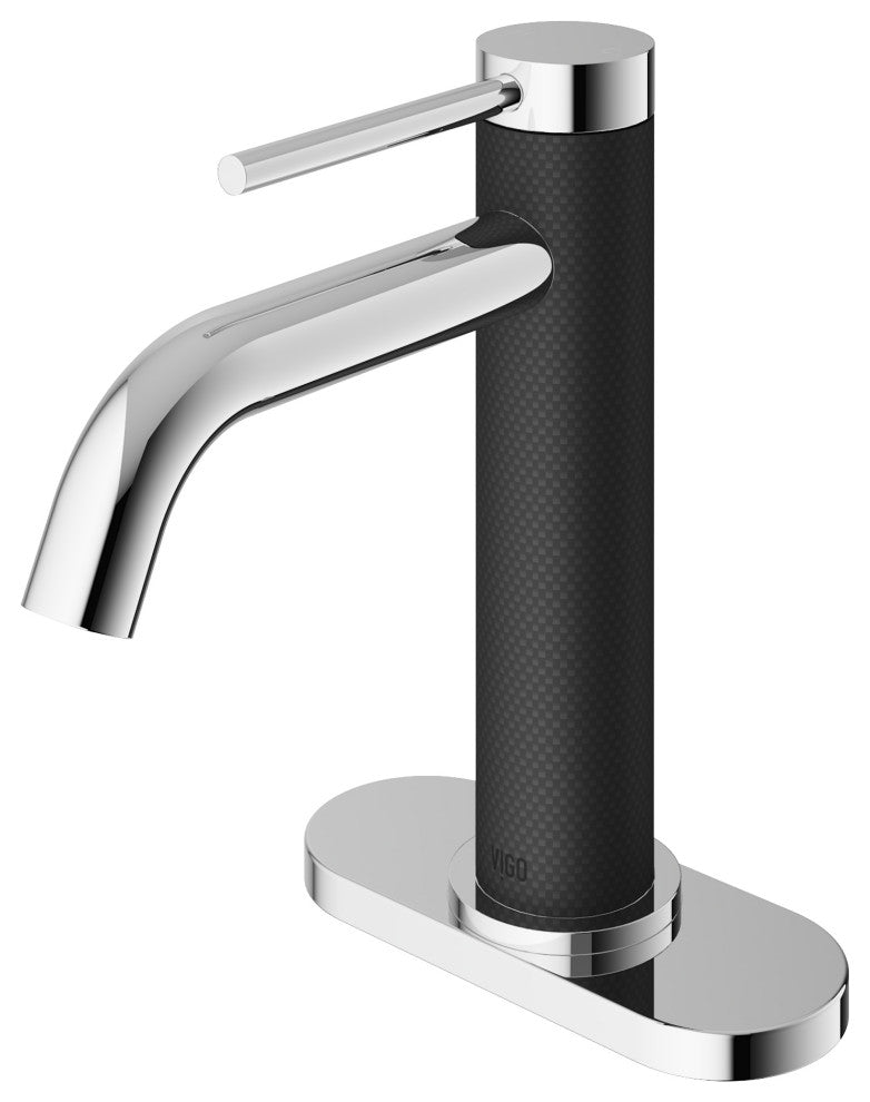 VIGO Madison 8" H Single Handle Single Hole Bathroom Faucet, Chrome, With Deck Plate
