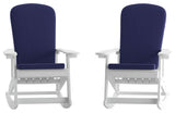 2PK White Chairs-Blue Cushions